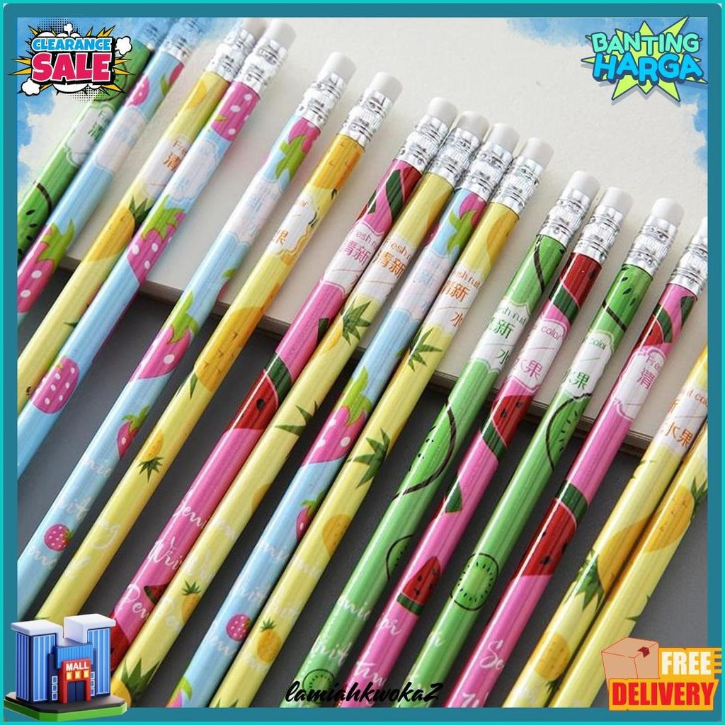 

Pensil Kayu Set 12In1 Motif Buah Dengan Penghapus Praktis / Pensil 12Pcs Alat Tulis Sekolah Pencil Fruits With Eraser Import Stockami A49 Terlaris! Produk Ini Banyak Dicari