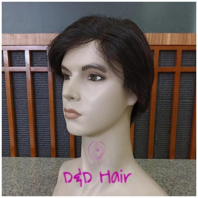 BARU  Wig Pria Rambut Asli pendek - Black - Human Hair 100 - wig asli
