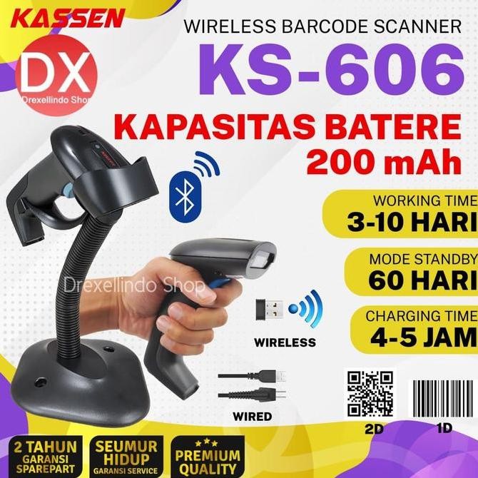 Barcode Scanner BLUETOOTH 2D Kassen KS606 Kassen KS-606 with STAND murah