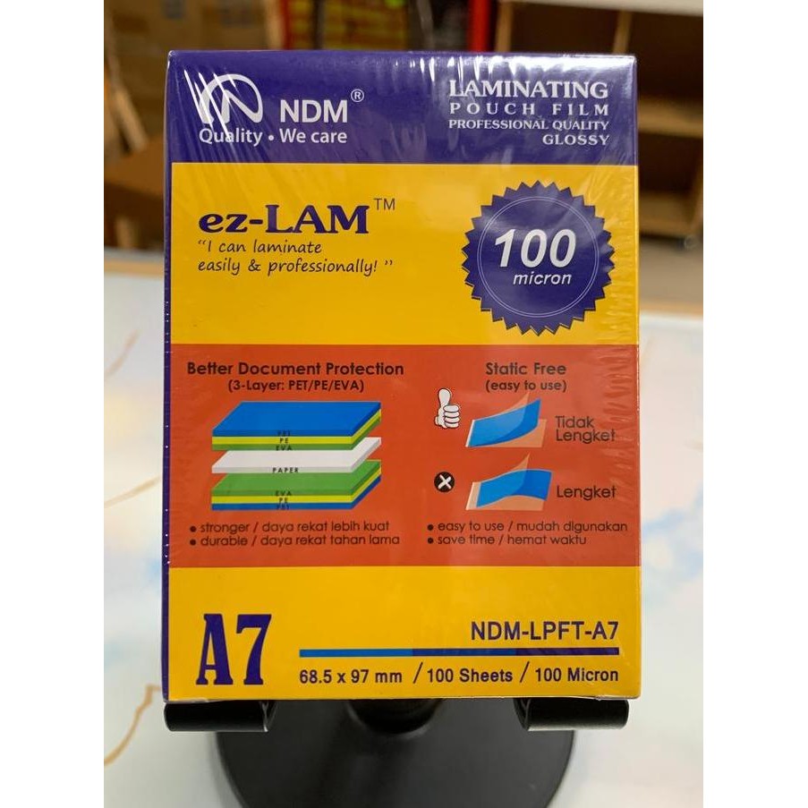 

*$*$*$*$] plastik laminating ktp merek NDM 100 micron murni terbaik kualitasnya ukuran A7 isi 100 lembar