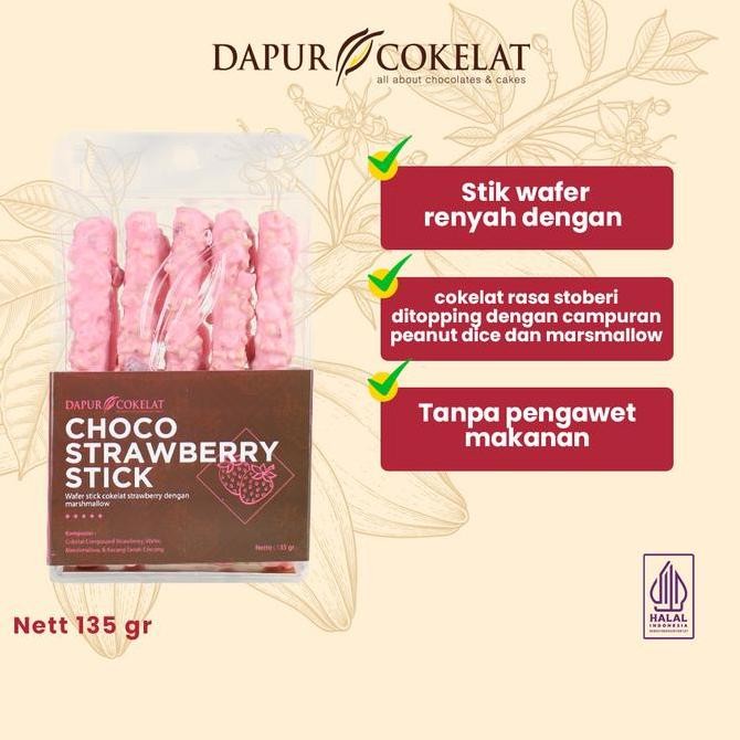 

Dapur Cokelat - Choco Strawberry Stick Cemilan Wafer Coklat Sehat Tanpa Pengawet Termurah