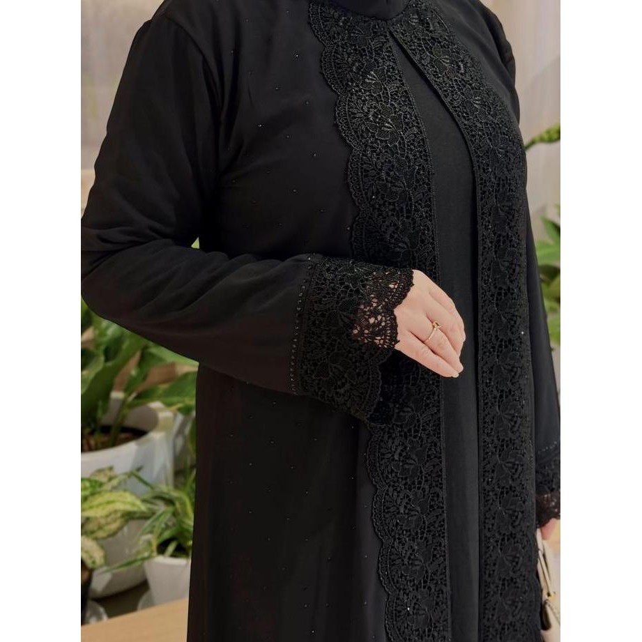 GALERI SICANTIK - COD - Gamis Abaya Hitam Simple Elegan 2024 Terbaru