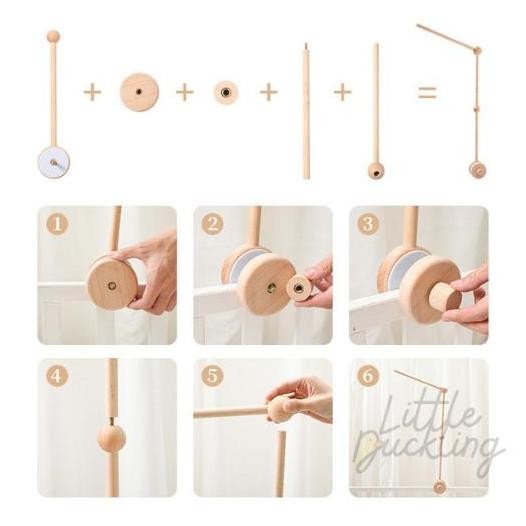 Gantungan kayu Mainan Bayi Musical - Musical Baby Crib Mobile