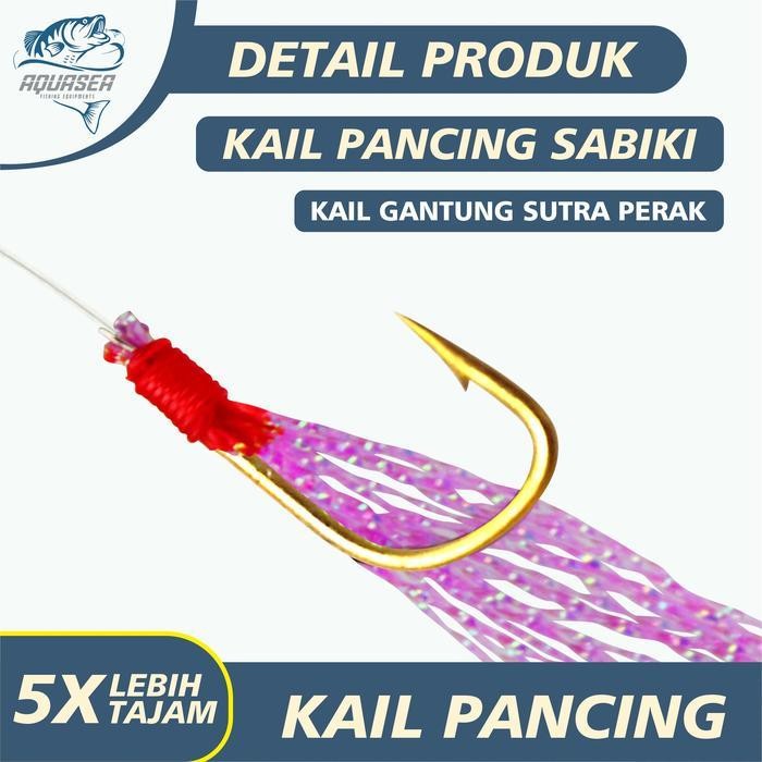Aquasea - Kotrekan Kail Umpan Pancing Sabiki Kail Umpan Gantung Sutra Perak Kail Jig Benang Pesca Bu