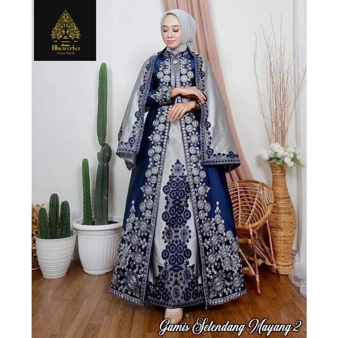 Pakaian Wanita Gamis Selendang Dress Brokat Pesta Kondangan Lebaran