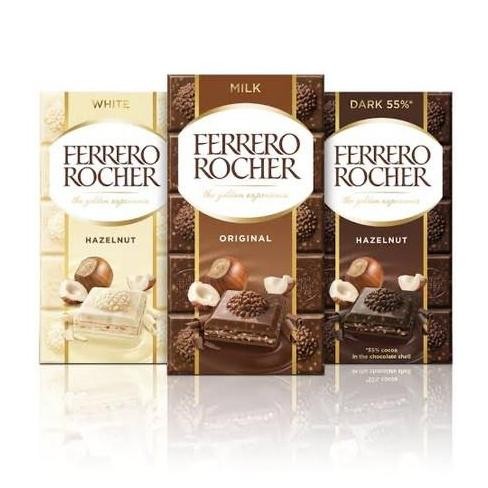 

Ferrero Rocher Tablet Chocolate 90gr 2 Varian Cokelat Premium Termurah
