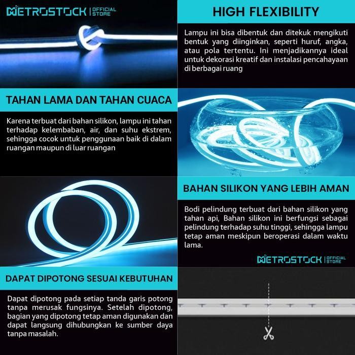 Lampu Led Neon Flex Aesthetic Hias Dekorasi Backlight Tempel Dinding Custom Tulisan Logo Branding De