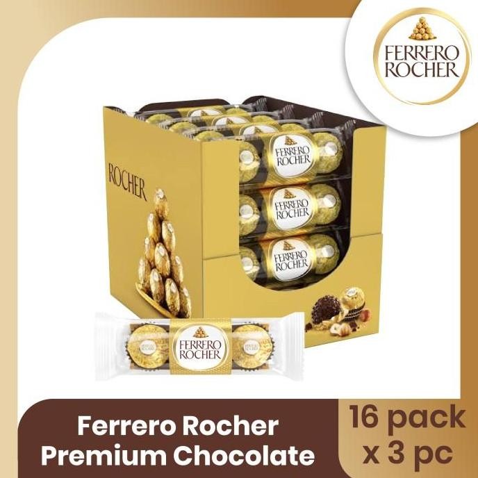 

Ferrero Rocher Premium Chocolate Isi 3 pcs 1 Box Cokelat Mewah Termurah