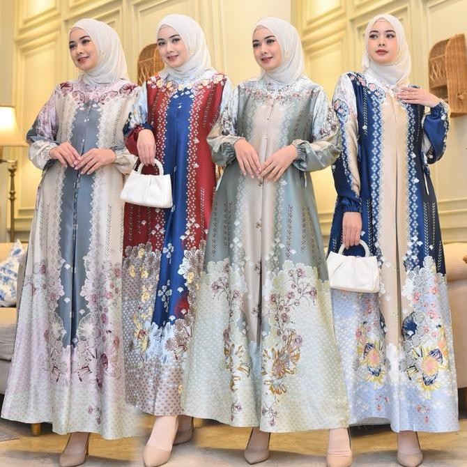 Gamis Medina | Gamis Butik Silky Premium Mewah Motif Terbaru | Gamis Maxmara Silk Bunsui Jumbo Pesta