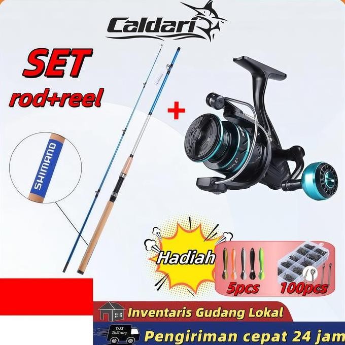 Fishing Set SHIMANO Kombinasi Original Reel Logam Full Set Pancing Termurah