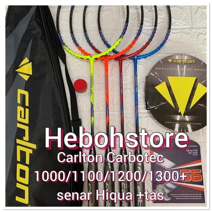 Raket Badminton Carlton Carbotec 1000/1100/1200/1300+Tas+Grip Set Original