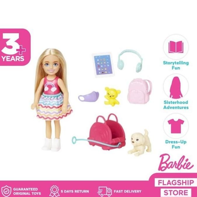SIAP KIRIM BONEKA BARBIE CHELSEA TRAVEL SET - BONEKA PEREMPUAN AKSESORIS MAINAN LENGKAP