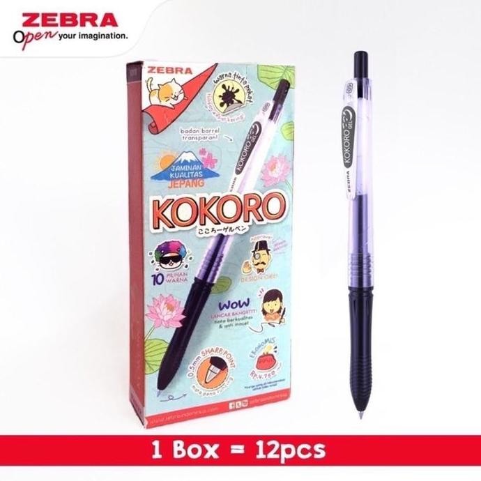 

tersedia pulpen zebra kokoro 0.5mm hitam - per pack isi 12pcs stationery