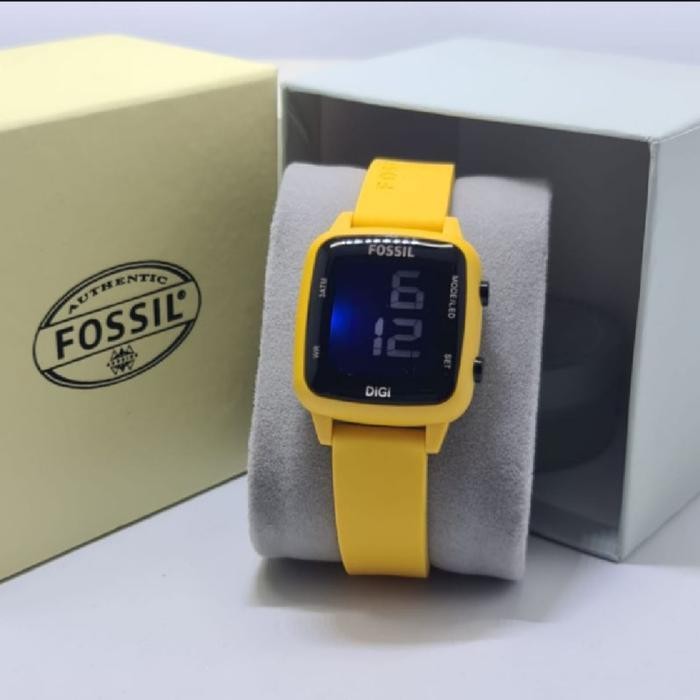 Jam Tangan Wanita Fossil Original Digital Tali Rubber Karet Tahan Air