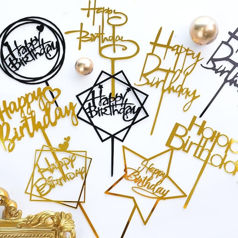 Terlaris TOPPER HAPPY BIRTHDAY AKRILIK MURAHISI 10 PCS /  AKRILIK GROSIR ..