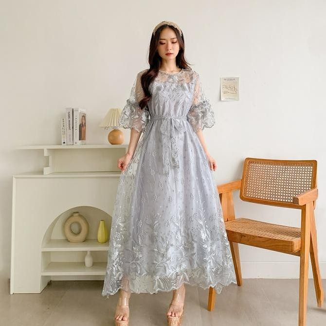 Dress Long Wanita Pesta Party dress kondangan panjang mewah dan elegan terbaru Brokat Formal Gaun Ti