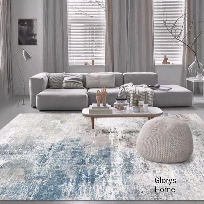 karpet lantai ruang tamu minimalis modern abstrak