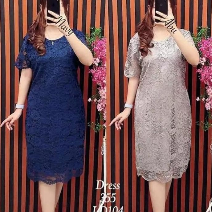 Dress Brokat Full Furing/ Dress Brokat Slim/ Dress Natal Variasi Pesta Kondangan Wanita