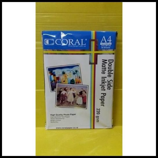 

Coral Inkjet Paper Double side 220 gram A4 / Photo paper 2 sisi