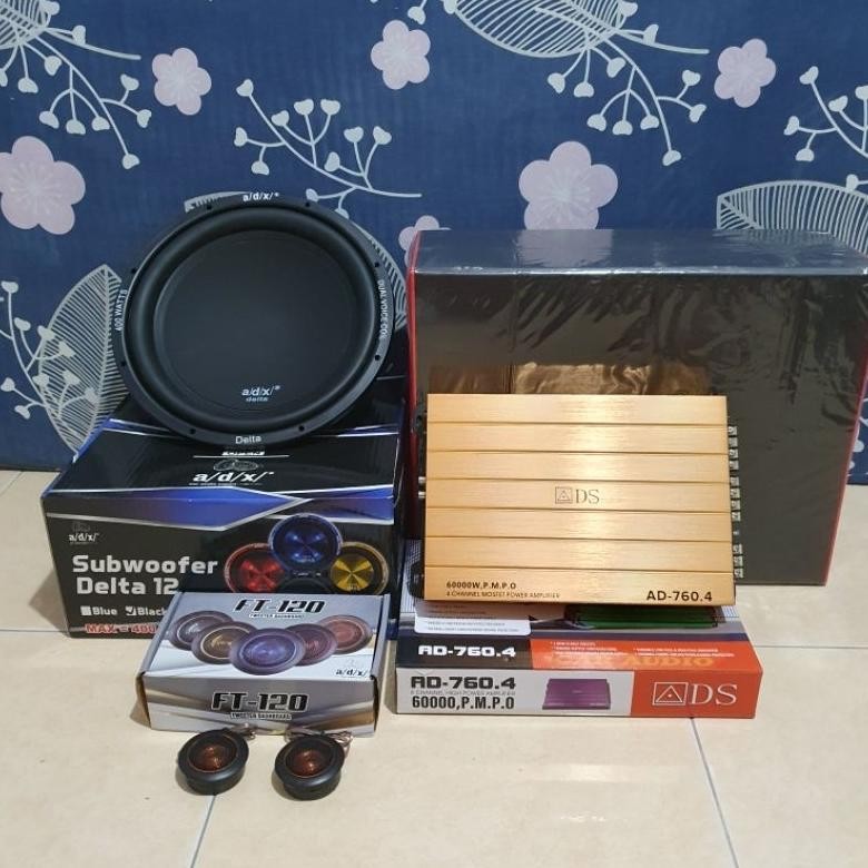 Terlaris Paket Audio Mobil Adx Delta 12Bl 12 Inch X Power Ads Ad-760 / Ad-740
