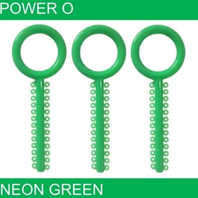 POWER O AO Neon Green Karet Gigi dental Ligature tie isi 10 stick