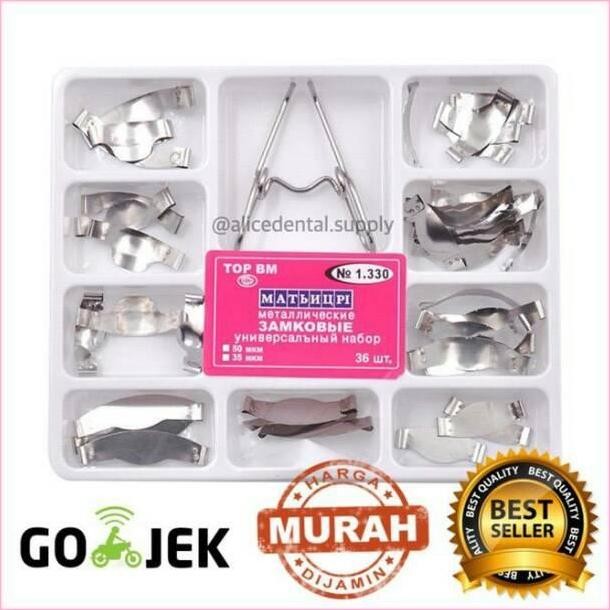 Alice dental saddle matrix band sectional contoured matrix no 1330 matriks gigi posterior metal loga