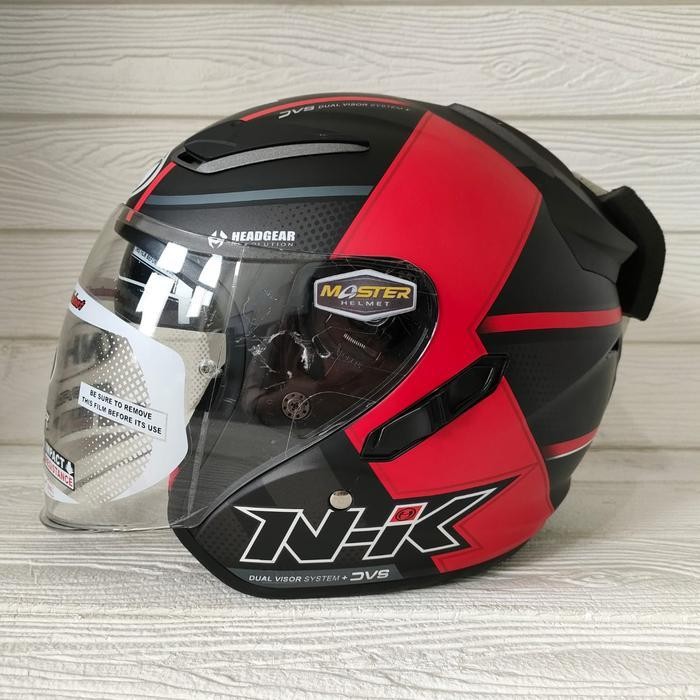 Helm Nhk R1 Napoleon Black Red Doff Double Visor Half Face Nhk R1