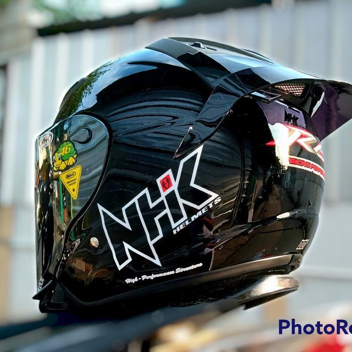 Helm Nhk R6 Solid Black Paket Ganteng Venom Visor With Spoiler