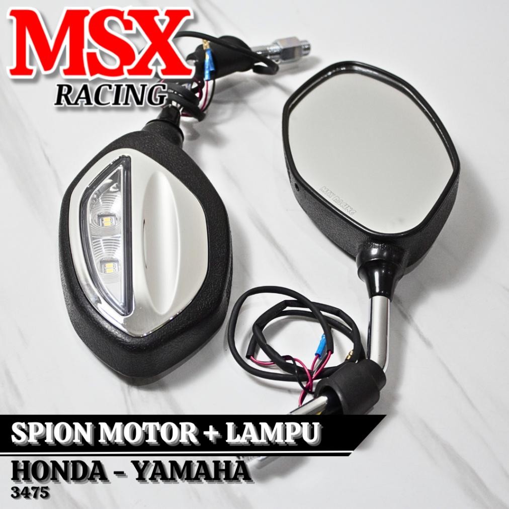 Spion Lampu Sen Running Sein Chrome Silver Model Beat Bisa H Y Universal Spion + Lampu Sen MSX Spion