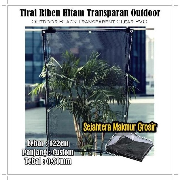 Tirai Plastik Riben Hitam Transparan Penahan Panas Silau Outdoor