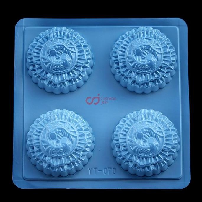 best seller] CJ Cetakan Plastik Kue Moon Cake Mooncake Bulat Yin Yang Fish 4 Cavity