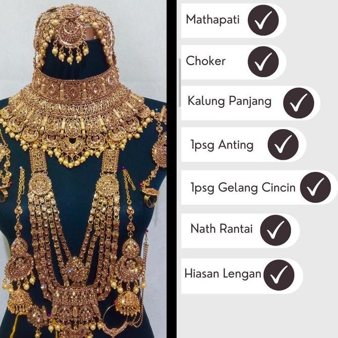 kalung india/pernikahan india/set bridal india/aksesoris indiq/perikahan adat/pernikahan india/set p