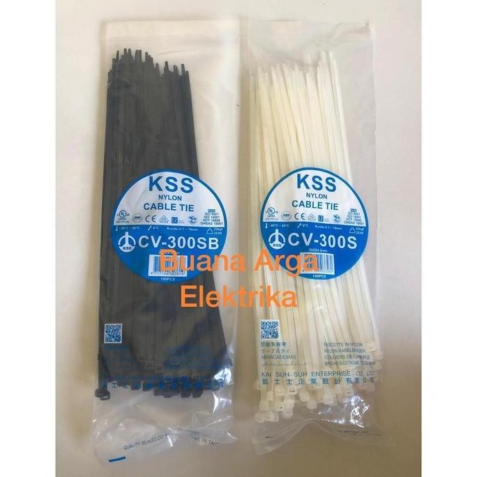 

promo kabel ties kss cv-300 x 4.8 warna putih/hitam isi 100pcs - kabel tali pengikat