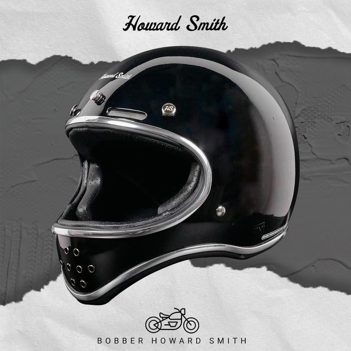 Howard Smith Bobber Retro Helm Full Face - Deep Black