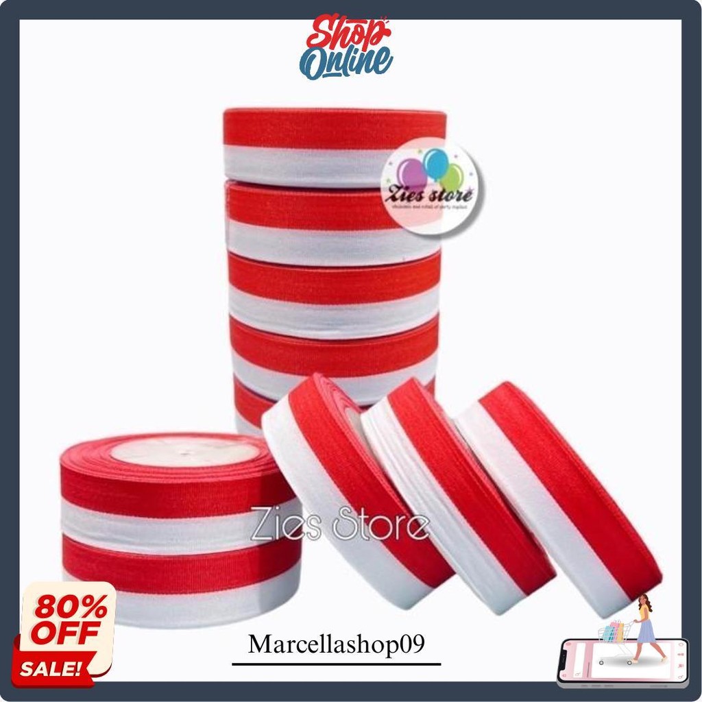 

1 Pack Isi 10 Pita Satin Merah Putih 1 Inch / Pita Merah Putih 2,5 Cm Cod