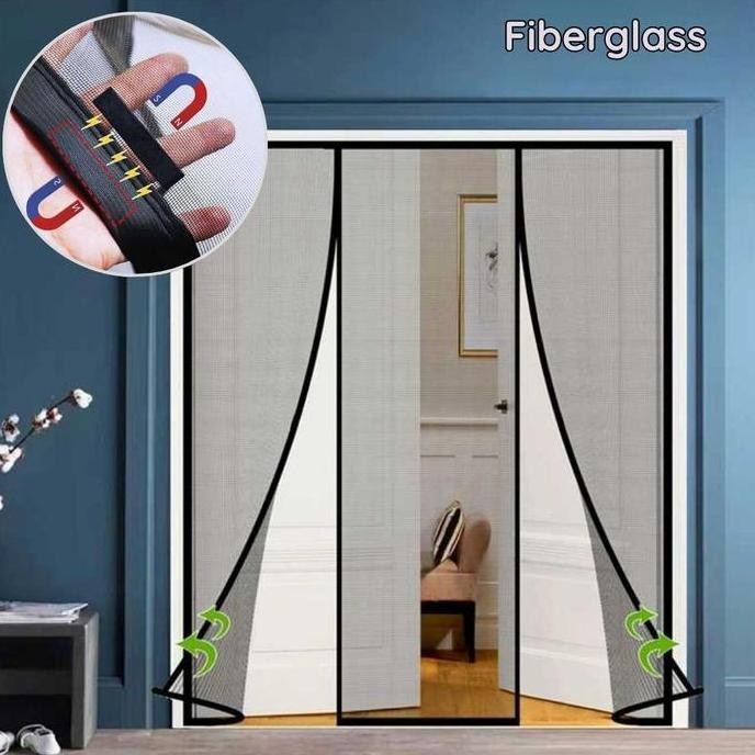 Tirai Magnet Anti Nyamuk 3 Sisi - Tirai Pintu Magnet Fiberglass Magic Mesh Net