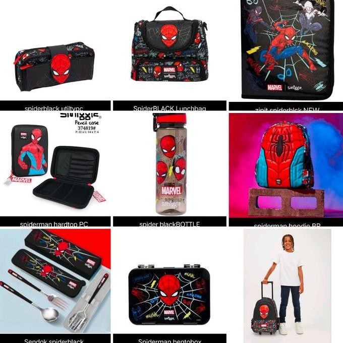 Smiggle Spiderman Backpack, Botol, Lunch Bag, Bento Box, Jr Hoodie