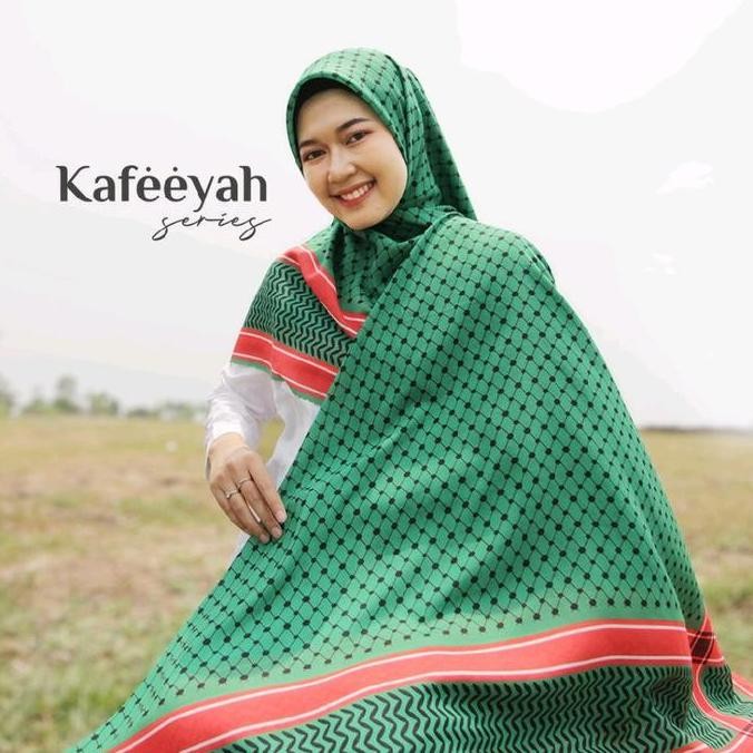 HIJAB JILBAB PERSEGI JUMBO UKURAN 140X140 CM WANITA SYAR'I MOTIF KAFEEYAH PALESTINA PALESTIN KERUDUN
