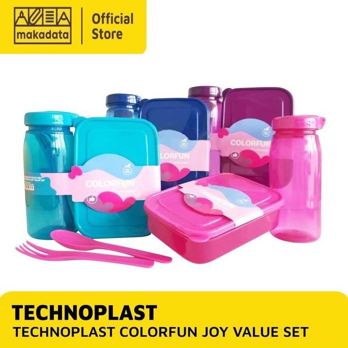 Technoplast Colorfun Joy Value Set / Set Kotak Bekal Technoplast / Lunch Box Set (1 Set)