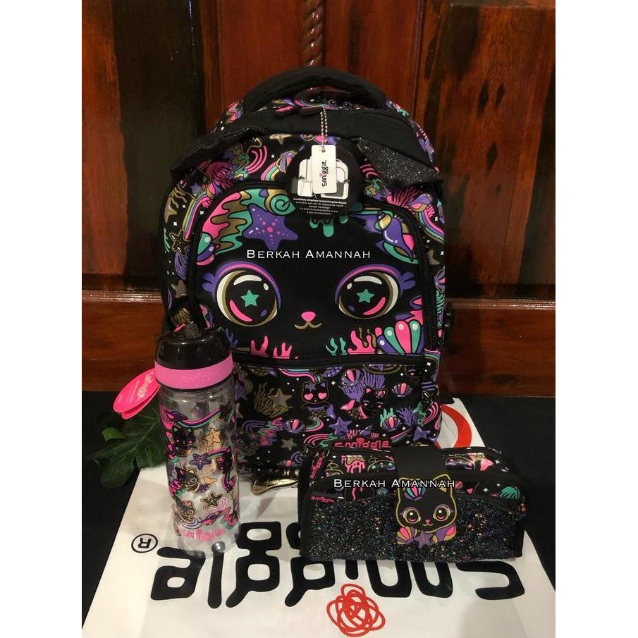 Smiggle Set Hey There Cat Black/Tas Smiggle Ori
