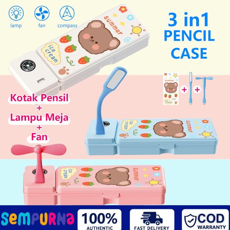 

3 IN 1 Kotak Pensil Multifungsi Lampu Meja / Kipas Angin Kecil Hadiah / Tulis Kotak Penyimpanan / Siswa Sekolah Dasar Dan Menengah Kotak Pensil Kreatif