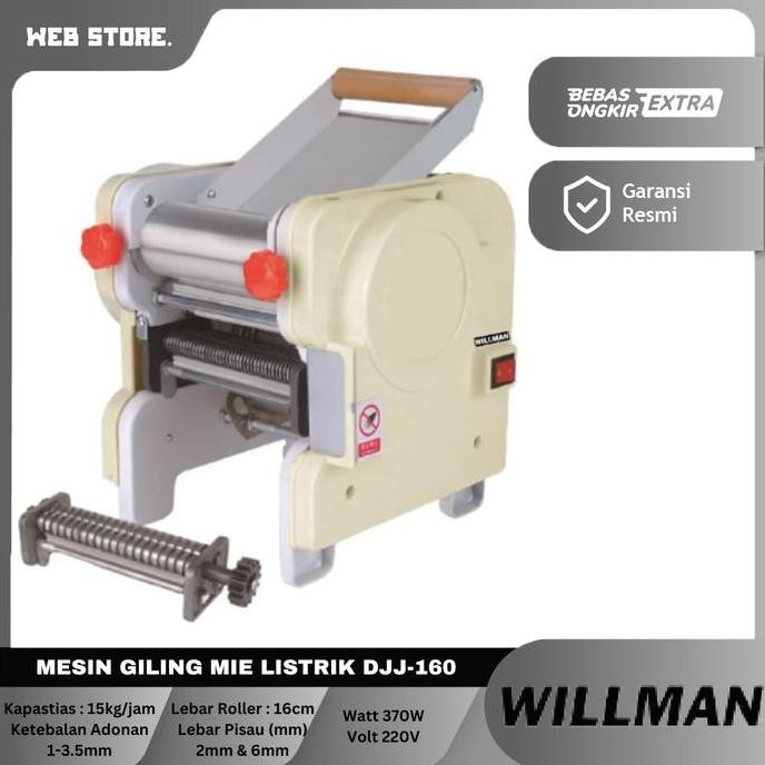 MESIN GILINGAN MIE PASTA PASTEL LISTRIK NOODLE MAKER WILLMAN DJJ-160 ORIGINAL DAN TERPERCAYA