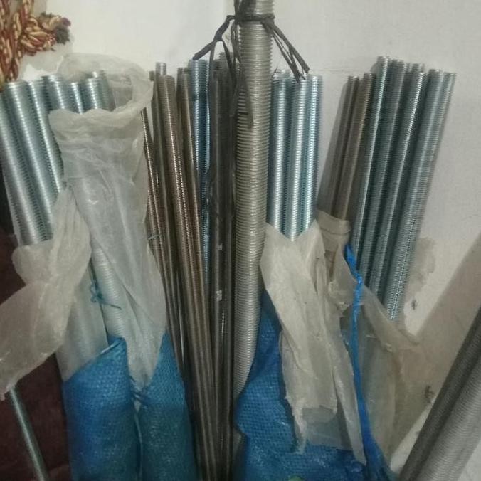 As Drat / Long Drat M20 X 1000 Mm Grade 8.8 Galvanized Putih Baut Full Drat Dengan Diameter 20 Mm Da