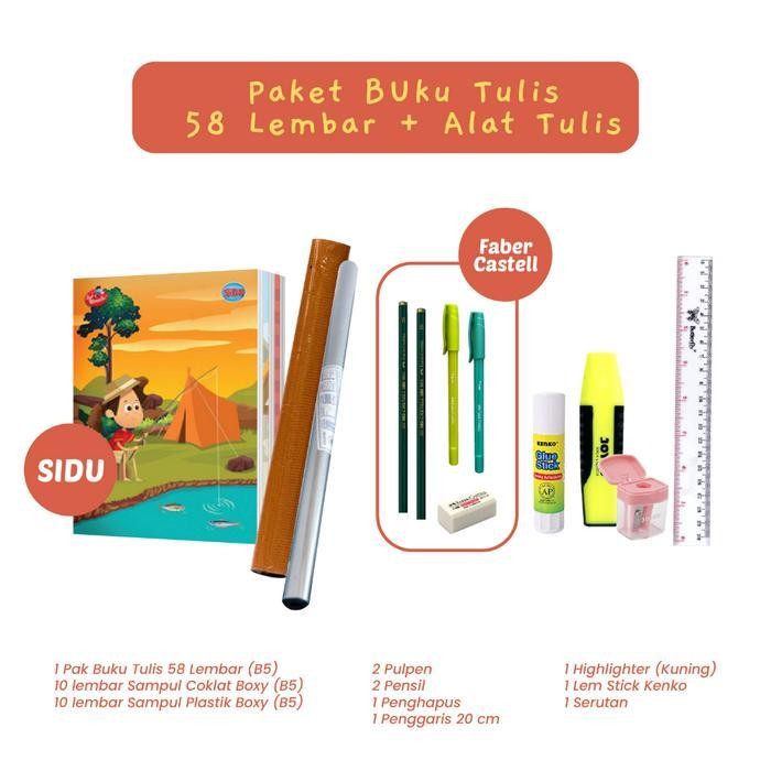 

SWG Paket Lengkap Buku Tulis 58 Lembar Alat Tulis Kantor Sampul Plastik Coklat Back To School