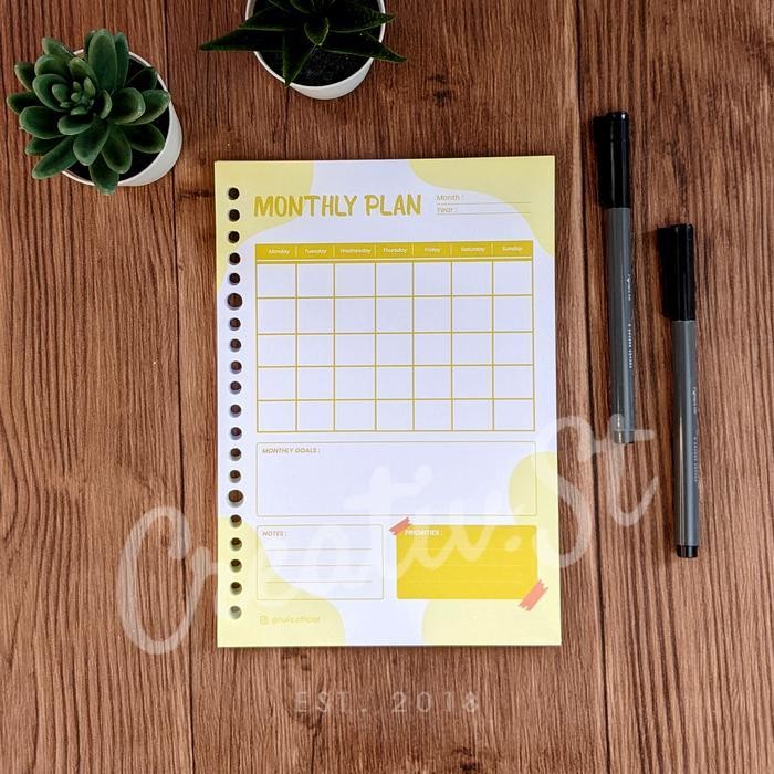 

SWG [Tulis Id] Colorful Monthly Planner Loose Leaf A5 100 GSM 50 Lbr 20 Ring