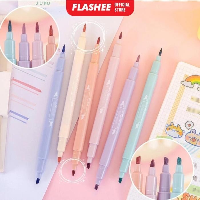 

SWG Flashee Stationery Spidol Jurnal Highlighter Pastel 2 In 1 Korea Aestetik Sketch Marker Pen Art Sekolah