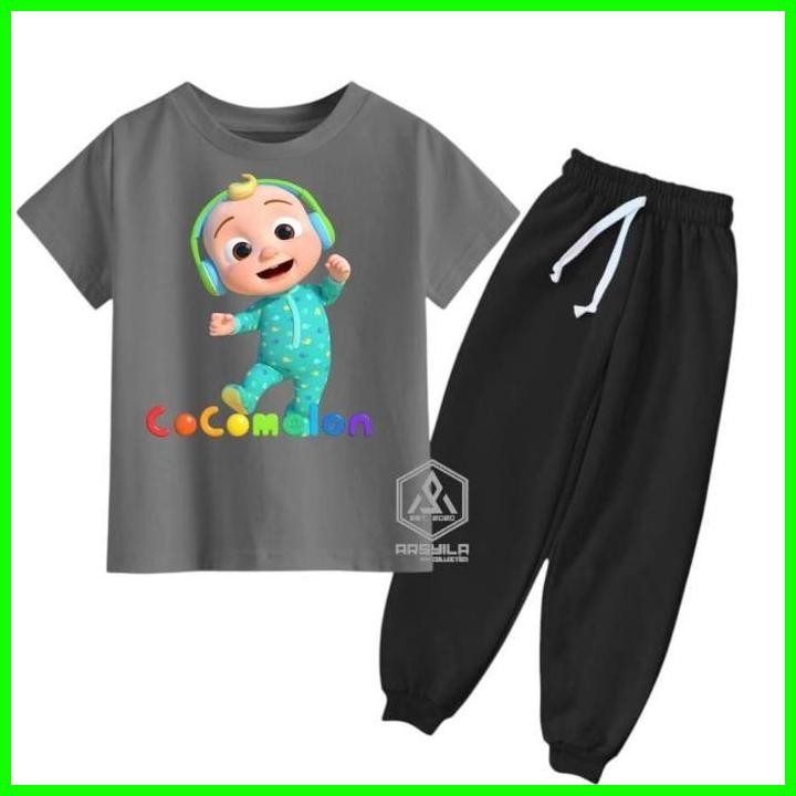 100% Setelan Cocomelon Anak Unisex - Baju Cocomelon Anak Laki-Laki Perempuan Usia 1-11Tahun Celana J