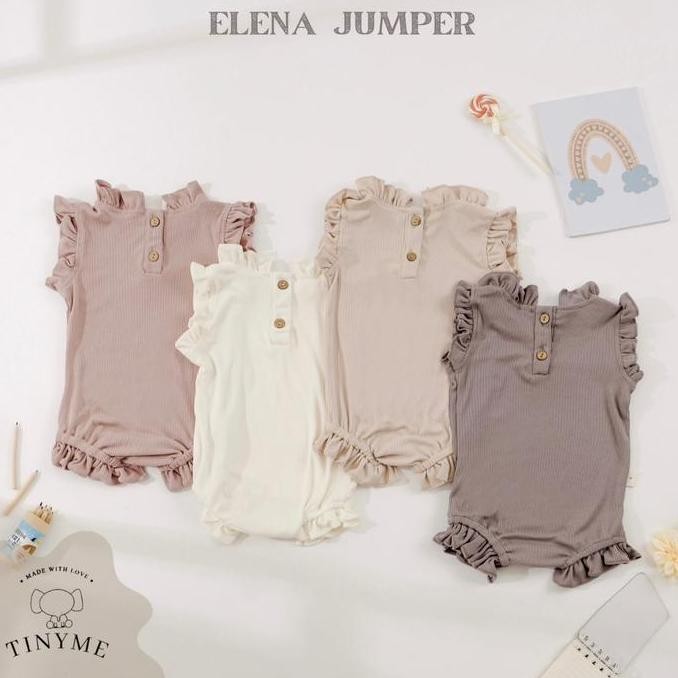 (Free Bandana) 0-18Bln Jumper Ruffle Basic Bayi | Jumpsuit Romper Baju Anak  Catalog Tmtm Elena