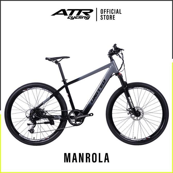 SEPEDA GUNUNG LISTRIK UNITED MTB MANROLA E-MTB 27.5 8 SP 21 GREY BLACK GS