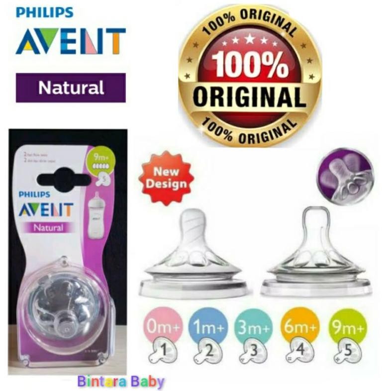 ORIGINAL Nipple Avent Natural / Dot Botol Susu Philips Avent Natural Teat Newborn 0m 0m+ 1m+ 3m+ 6m+